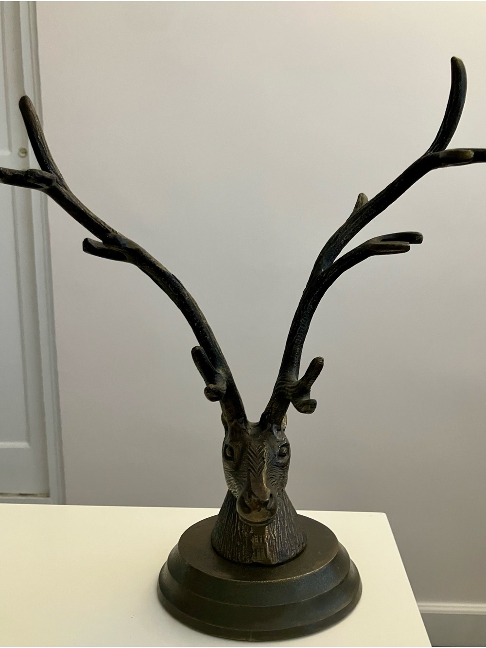 Vintage World Market Bronze Deer Head Antler Stand
